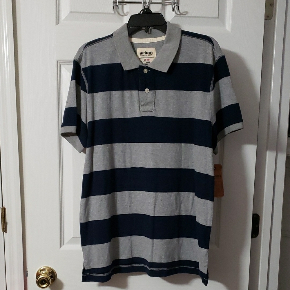 Men's Urban Pipeline Classic Gray and Blue Polo Shirt